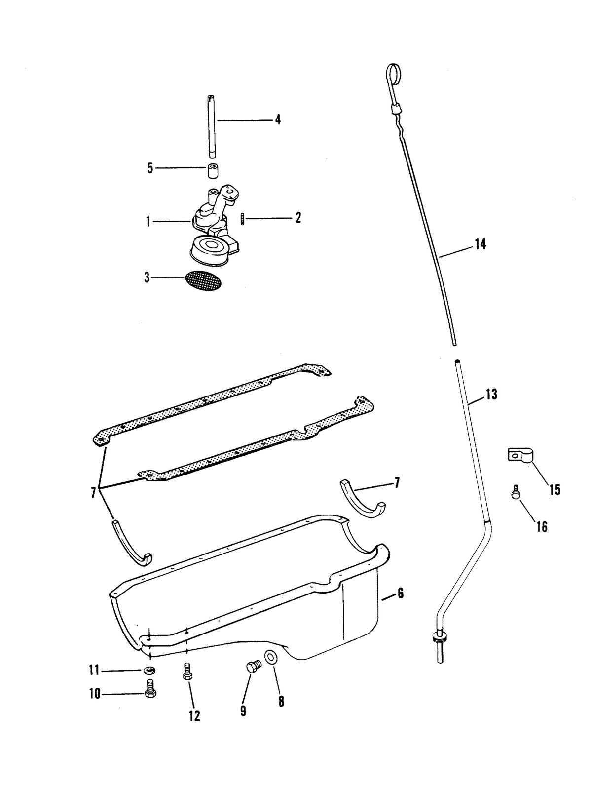MERCRUISER 185R/MR ENGINE (229 CID) OIL PAN AND OIL PUMP