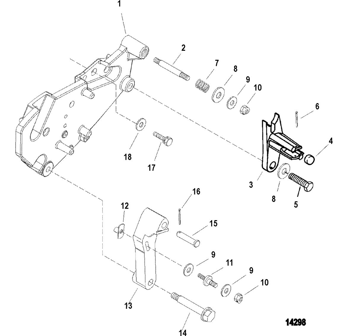 MERCRUISER 262 MAGNUM (EFI - TBI) Shift Bracket(Bravo Engines)