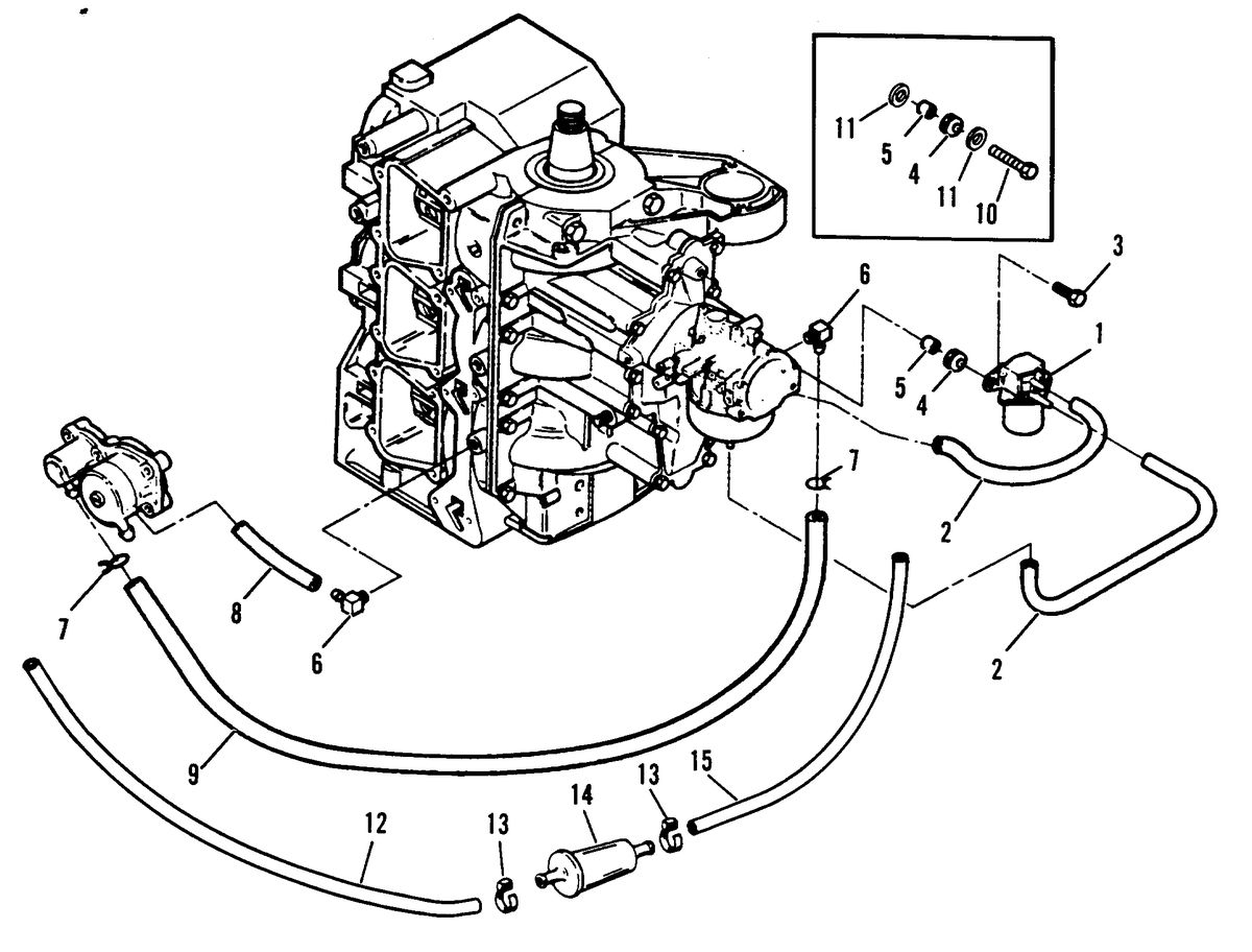 FORCE 70 H.P. FUEL INTAKE AND PRIME SYSTEM
