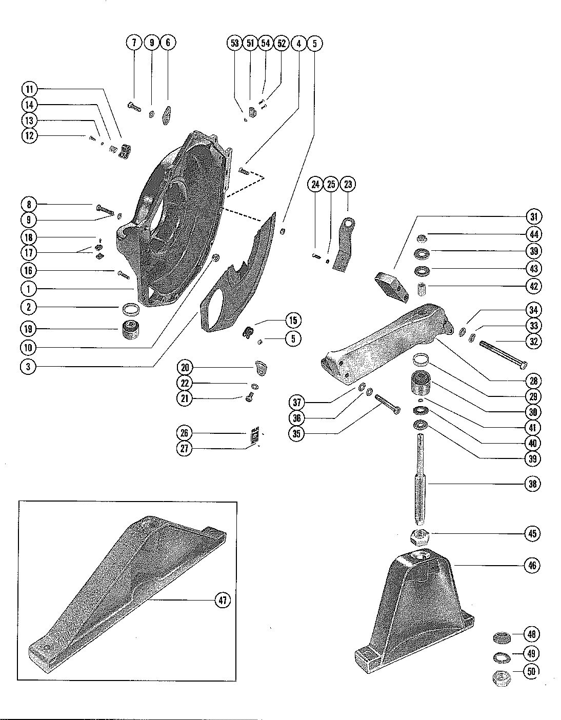 MERCRUISER 120 ENGINE FLYWHEEL HOUSING AND ENGINE SUPPORT