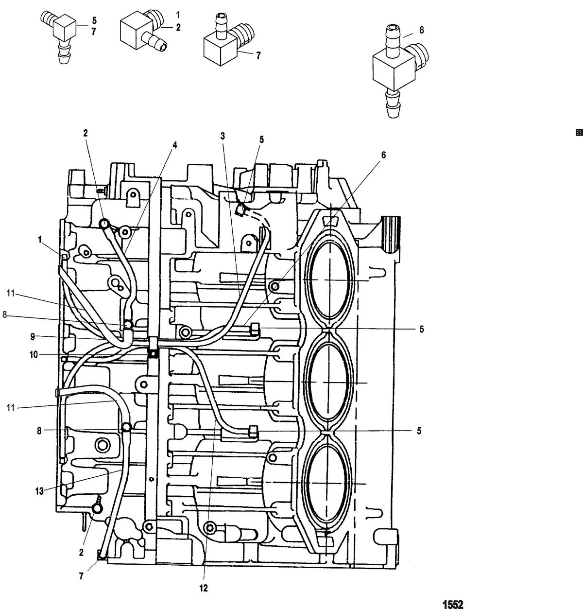 RACE OUTBOARD 250 XS(3.0L DFI) Port Center Main Oiling System