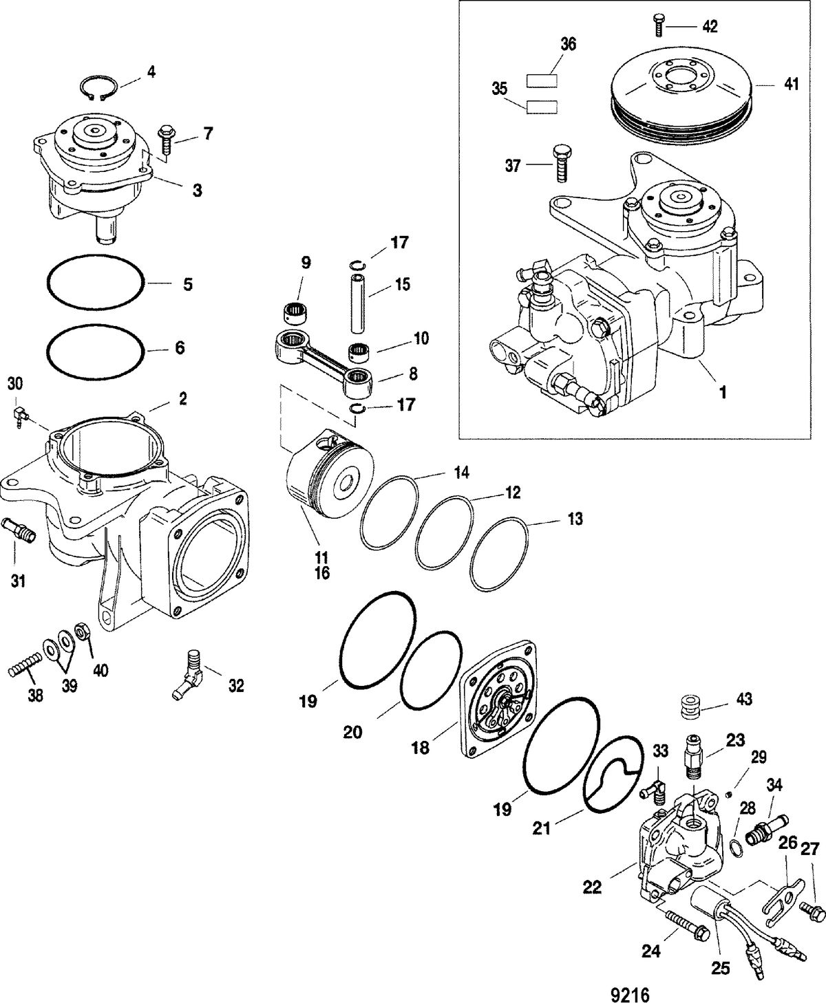 MERCURY/MARINER 115/135/150 DFI (2.5L) Air Compressor Components