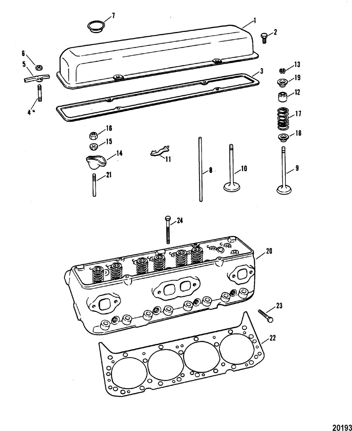MERCRUISER 330 H.P. ENGINE W/BORG WARNER Cylinder Head and Rocker Cover
