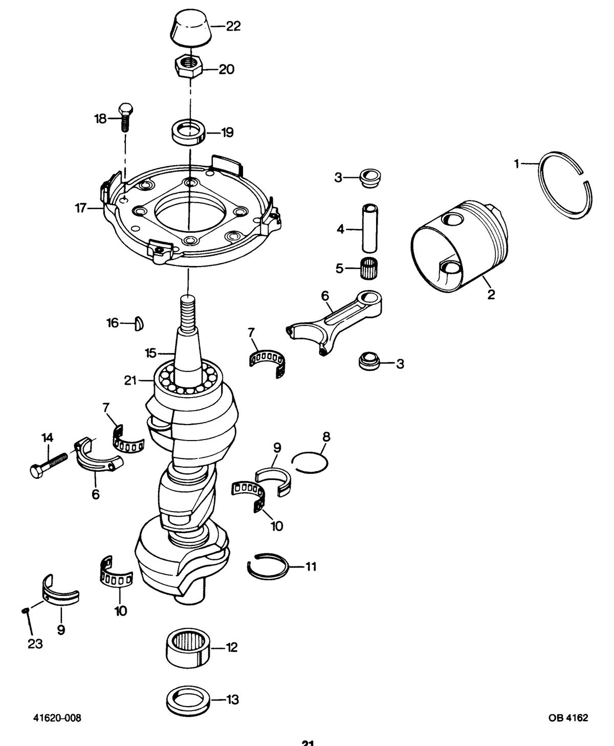 FORCE FORCE 1987 85 HP "B" MODELS CRANKSHAFT AND PISTON
