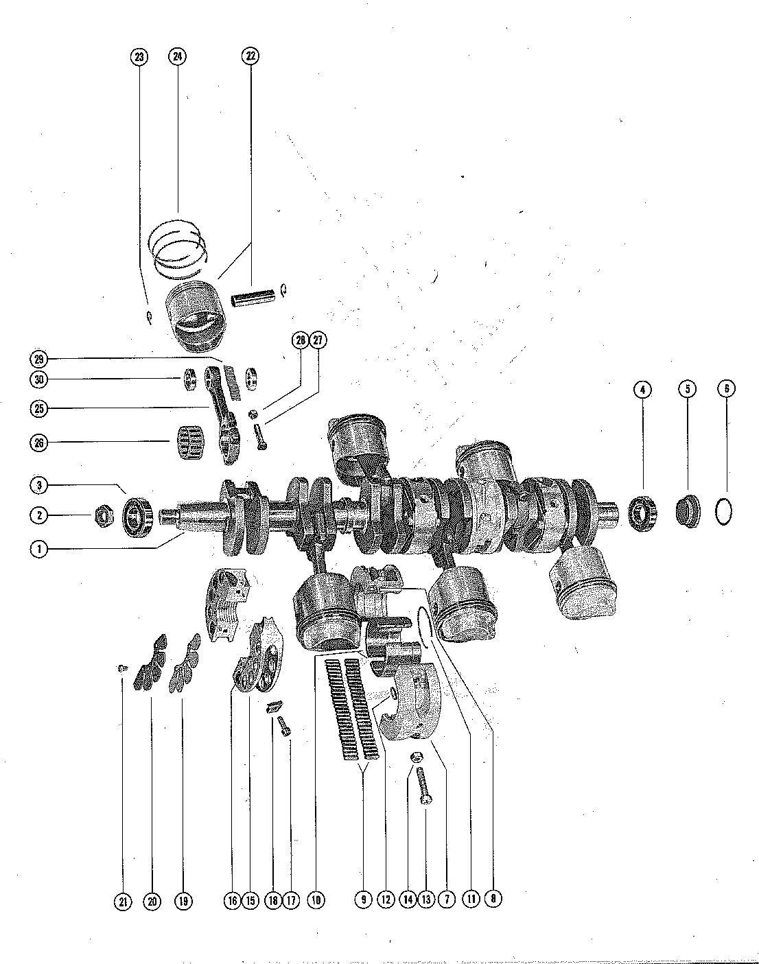 MERCURY MERC 1350 CRANKSHAFT, PISTONS AND CONNECTING RODS