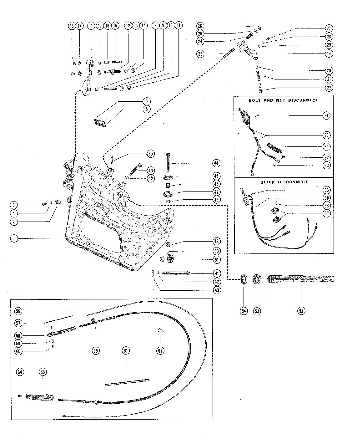 MERCRUISER 1A-1B-1C (E-Z SHIFT) TRANSOM PLATE AND SHIFT CABLE