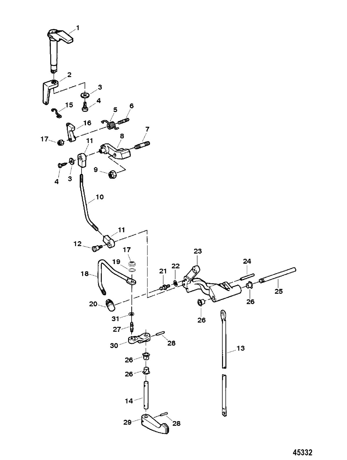 FORCE 9.9/15 HP FORCE Shift Linkage