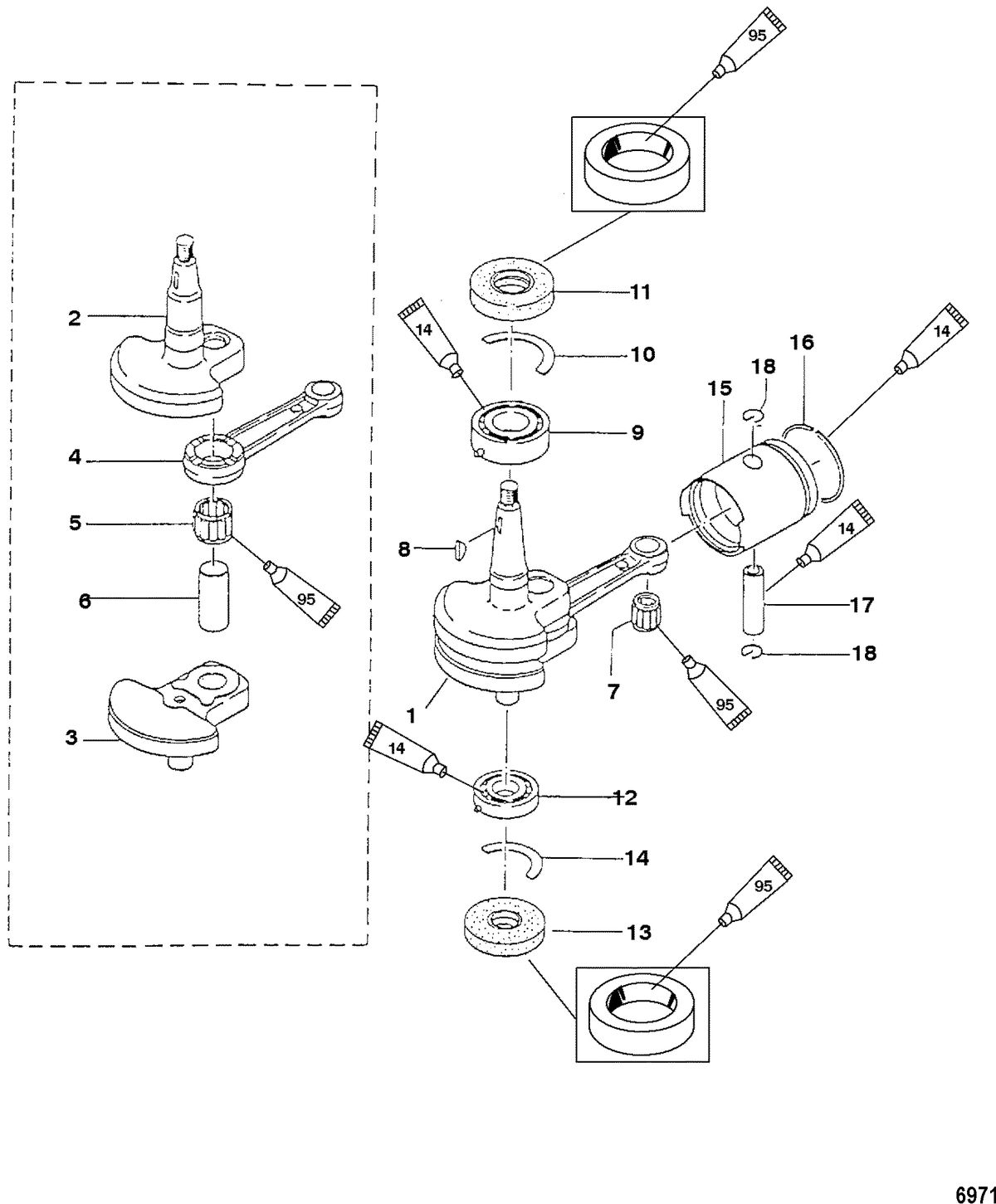MERCURY/MARINER 2/2.5/3.3 HP 2-STROKE Crankshaft and Piston