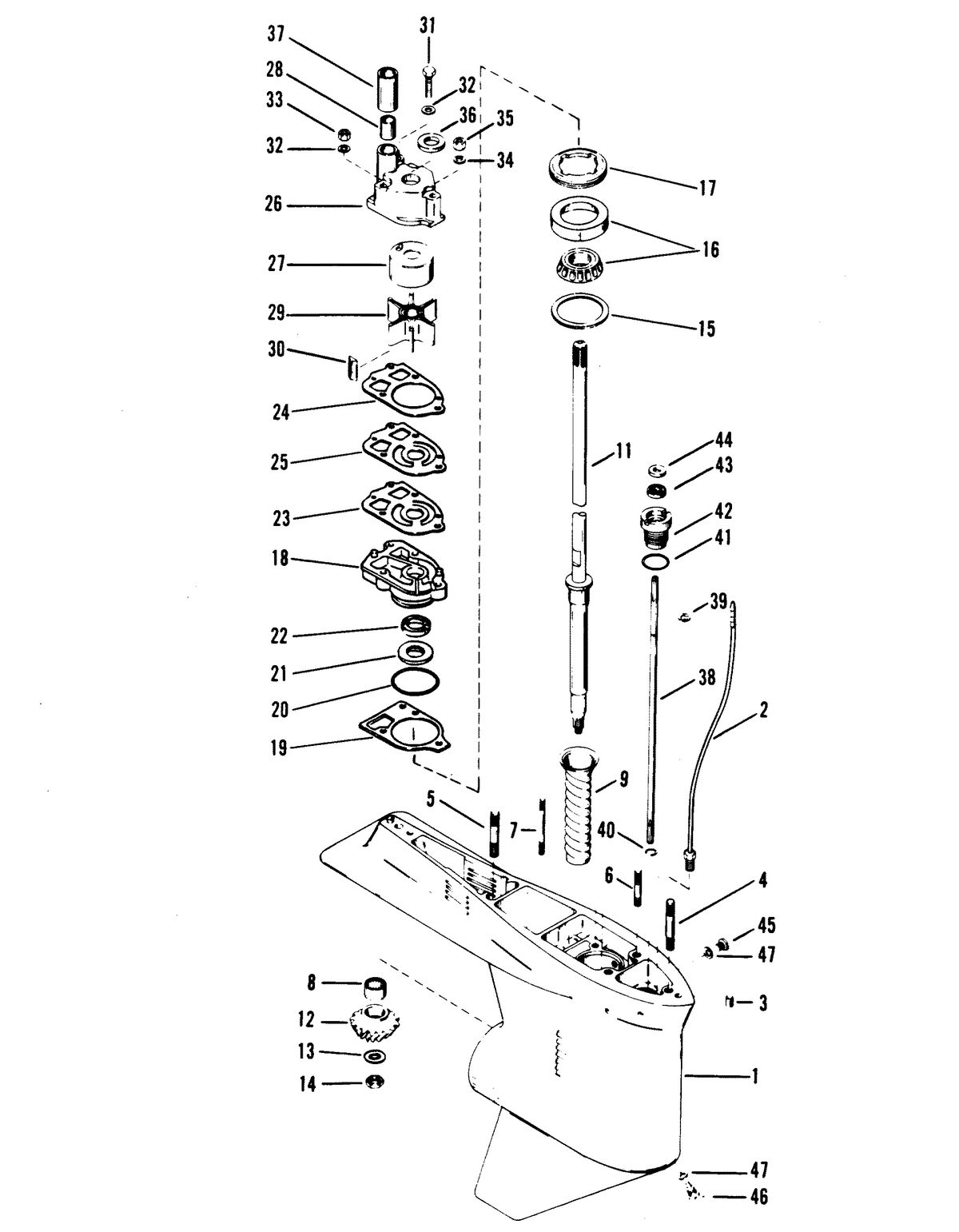 MARINER 175 SKI (EFI) GEAR HOUSING (DRIVE SHAFT)