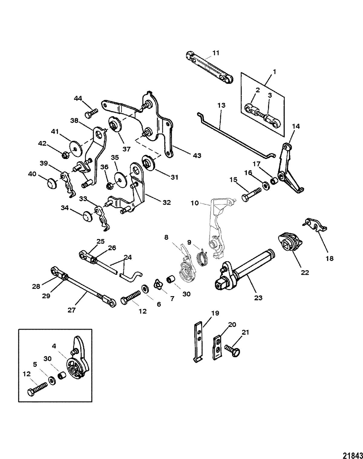 MERCURY/MARINER 20/25/JET 20/SUPER 15/15XD/25 SEAPRO/MARATHON 2 CYLINDER Throttle and Shift Linkage(Remote Control)