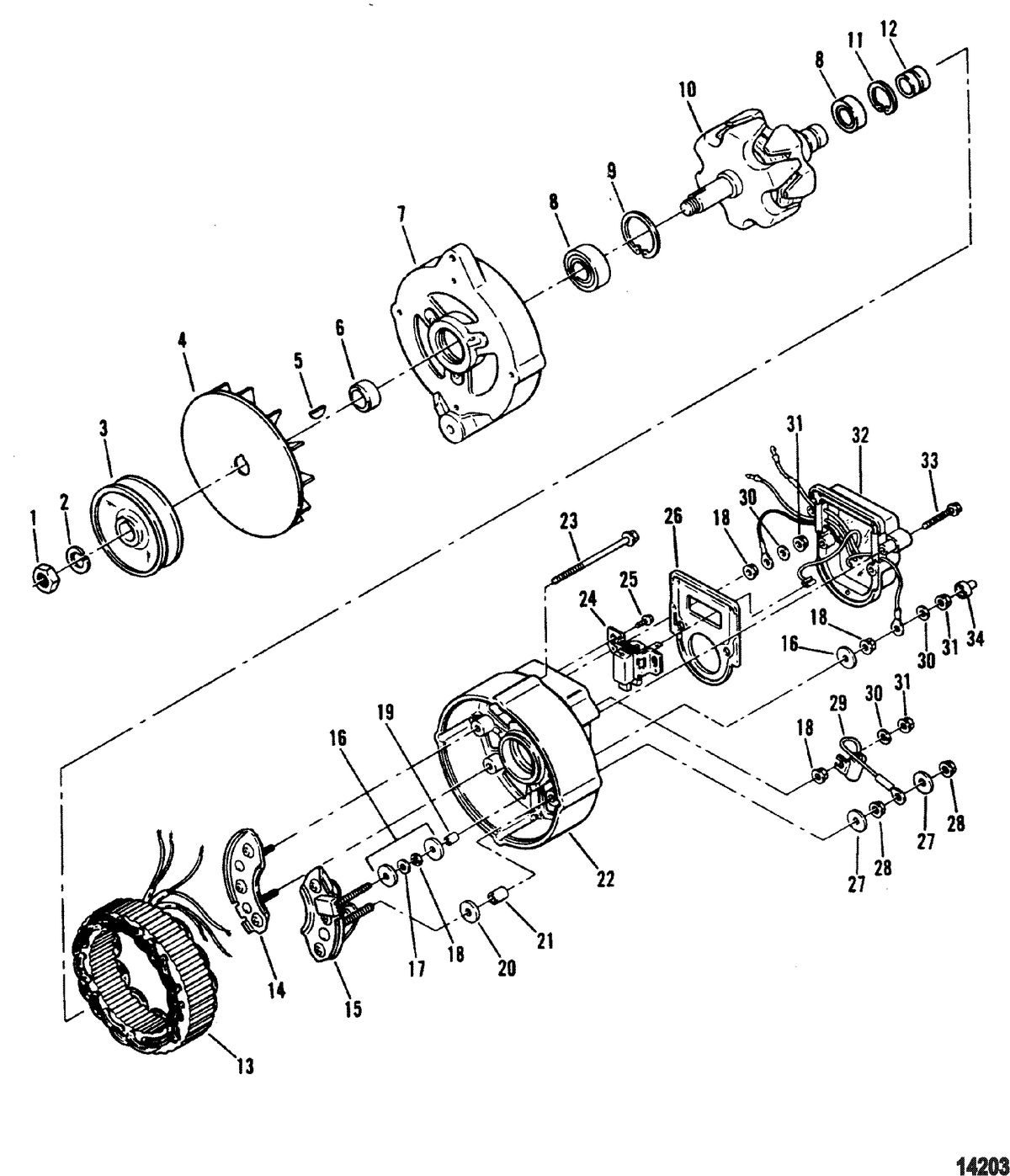 MERCRUISER CUMMINS/MERCRUISER DIESEL 3.0L/150 3.6L/180 Alternator(Prestolite)