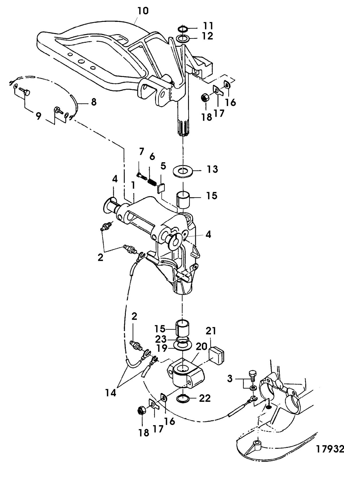 MERCURY/MARINER 25/25 JET/30HP (2 CYL/430CC) INTERNATIONAL Swivel Bracket
