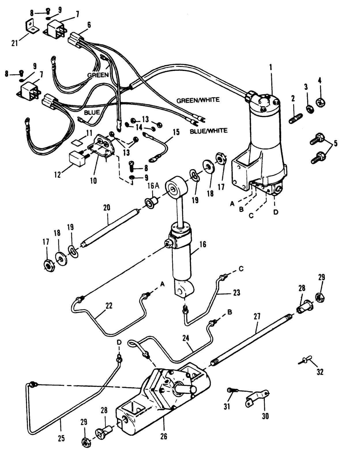 FORCE 120 H.P. DESIGN I - POWER TRIM UNIT WITH BAYONET CONNECTORS
