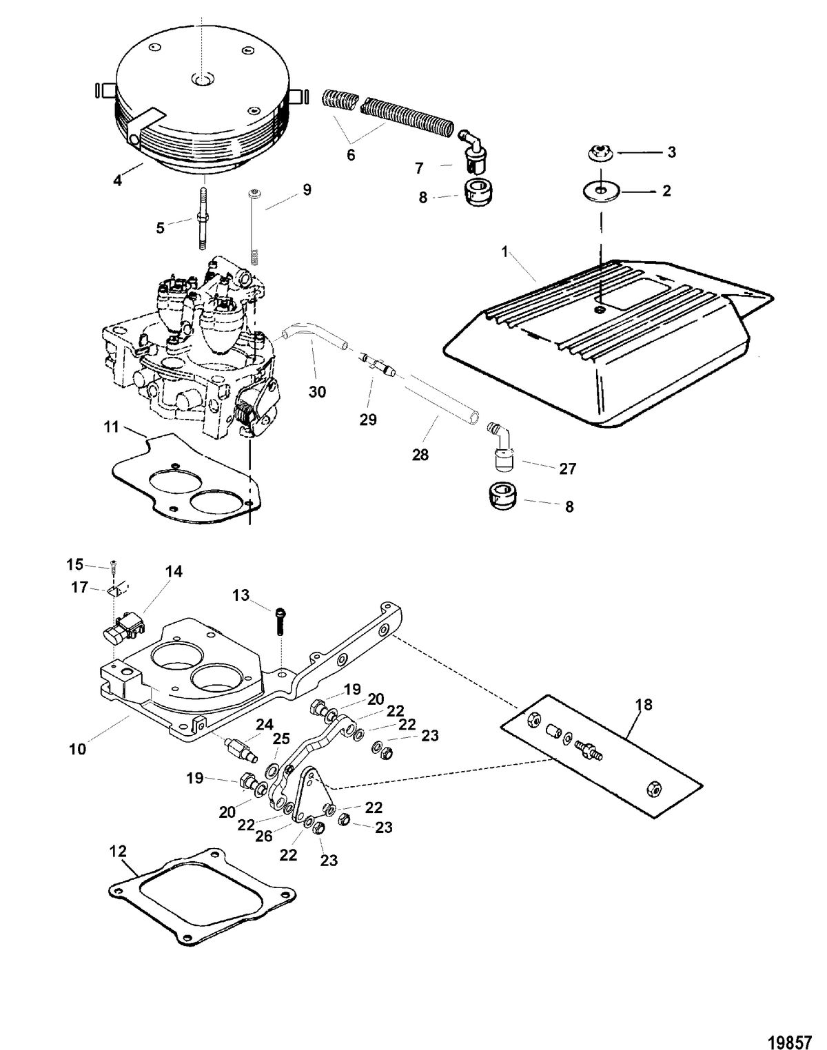 MERCRUISER 4.3L EFI ALPHA/BRAVO (262 C.I.D. GEN+) Throttle Linkage