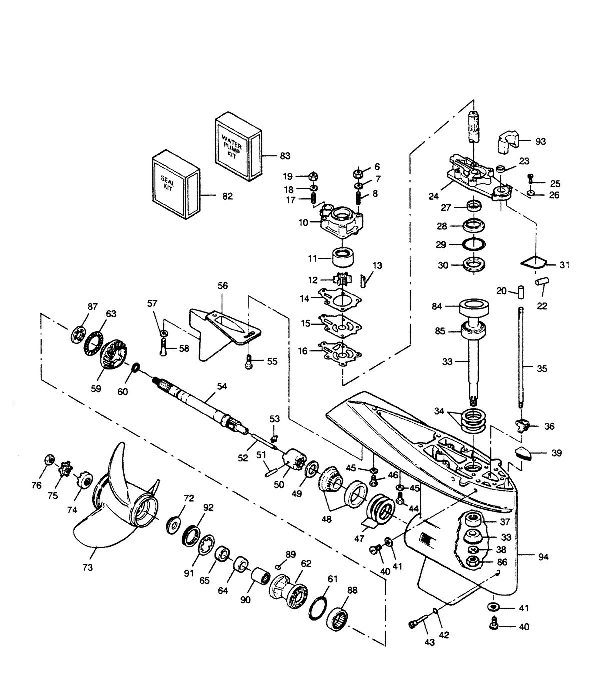 FORCE FORCE 1990 120 H.P. "B" MODEL L-DRIVE GEAR HOUSING