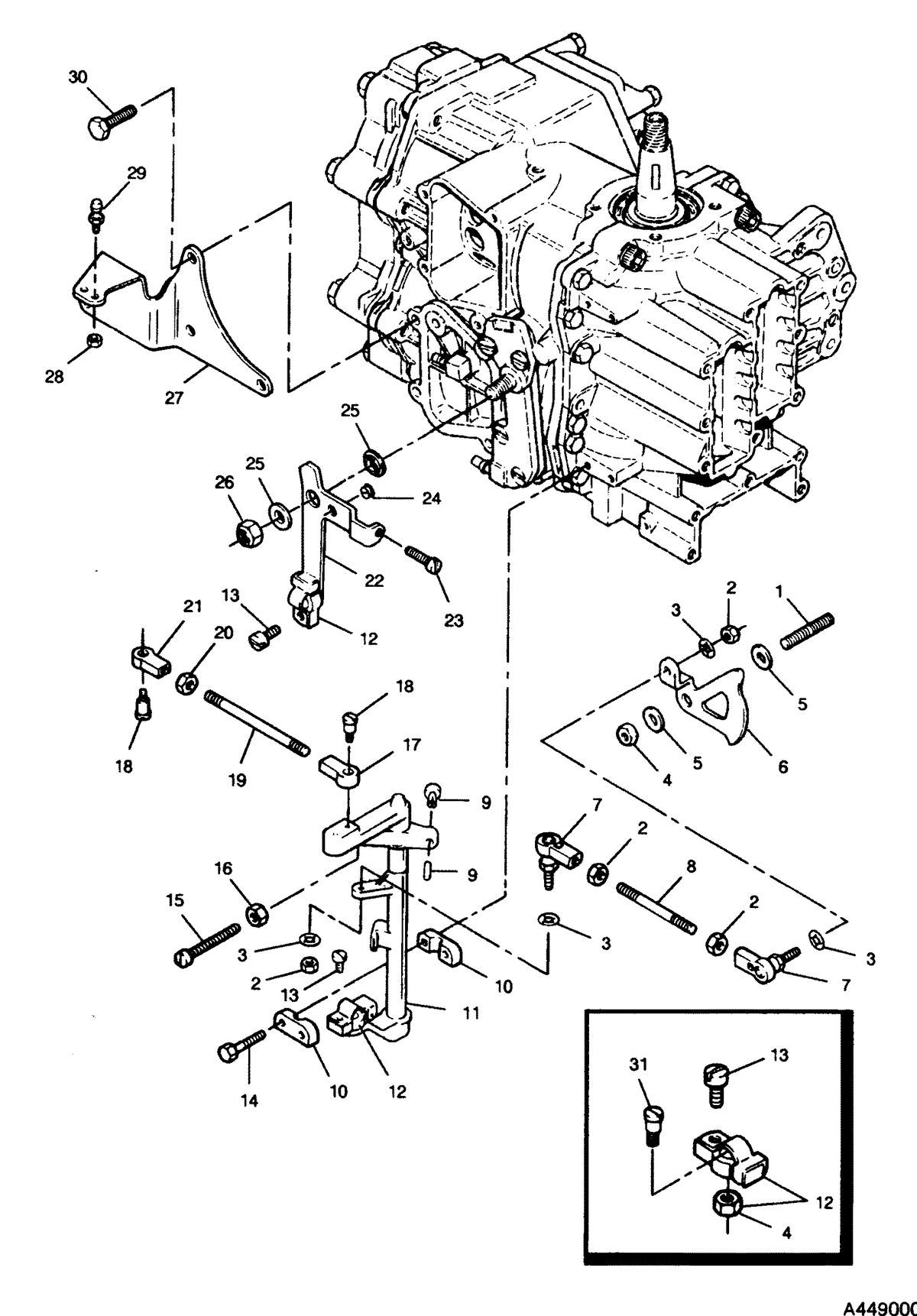 FORCE FORCE 1992 50 H.P. "A" MODELS SHIFT AND THROTTLE LINKAGE