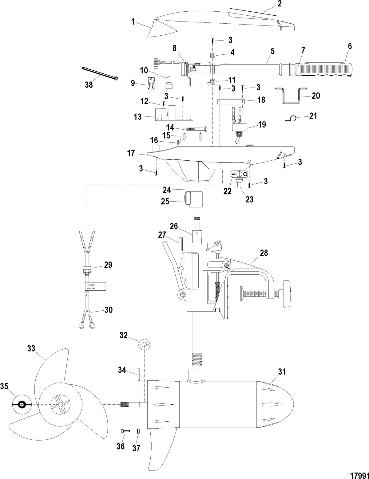 TROLLING MOTOR MOTORGUIDE FRESH WATER SERIES Complete Trolling Motor(Model FW54HTV / FW54HTD) (12 Volt)