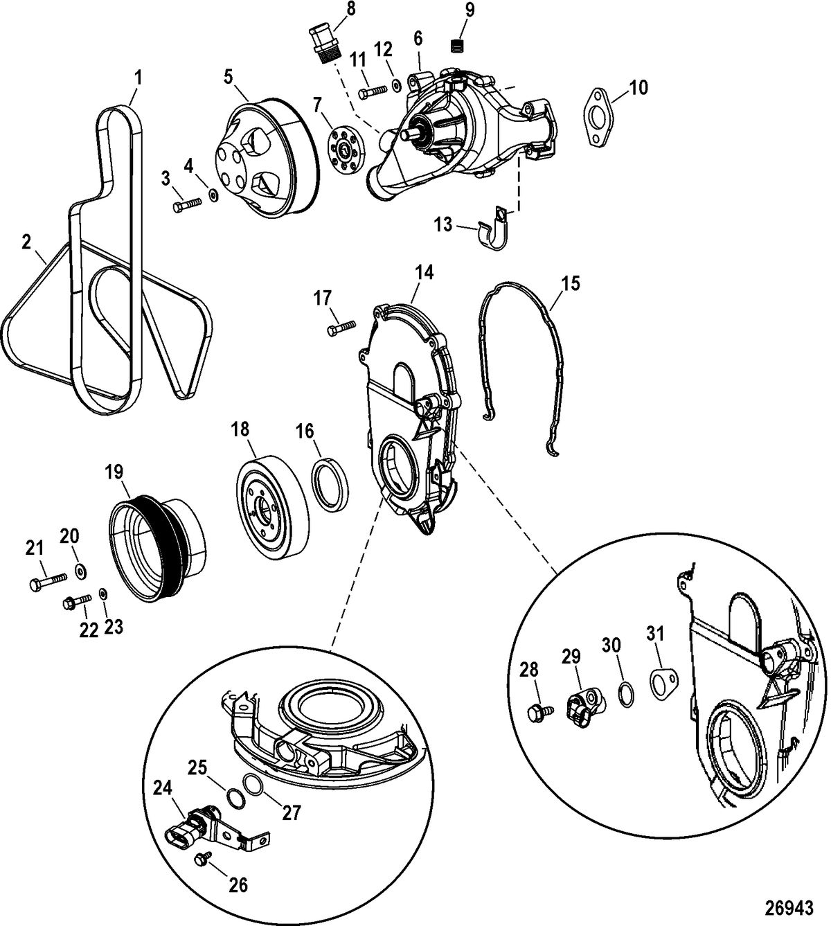RACE STERNDRIVE 662/700 SCI Engine Components(Water Pump And Front Cover)