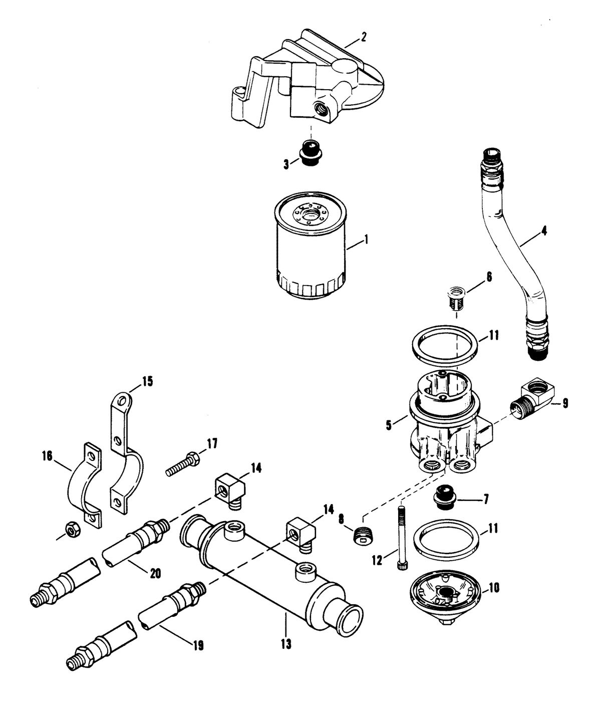 MERCRUISER 454 MAGNUM ALPHA ONE ENGINE OIL FILTER AND ADAPTER