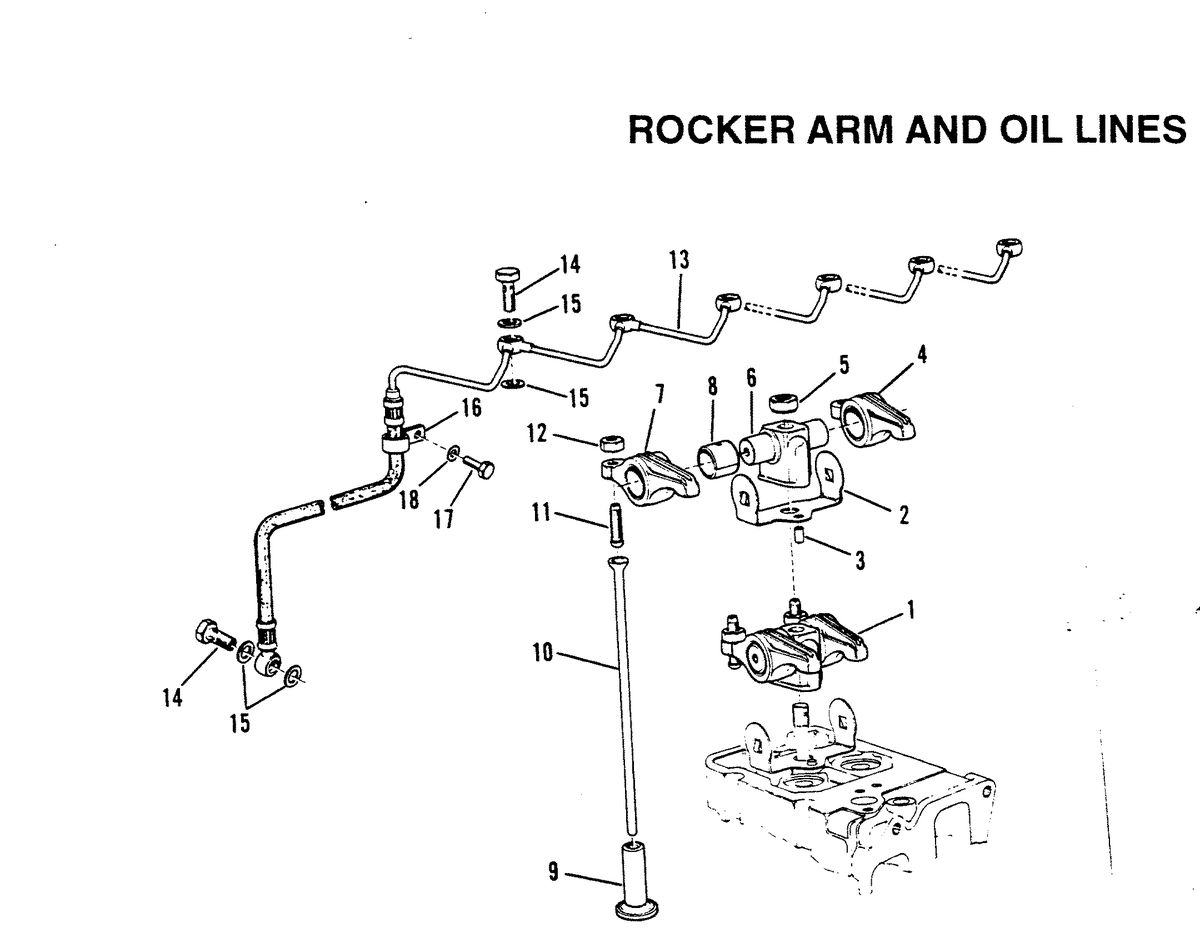 MERCRUISER D-254 TURBO ACDIESEL ENGINE STERN DRIVE/INBOARD ROCKER ARM AND OIL LINES