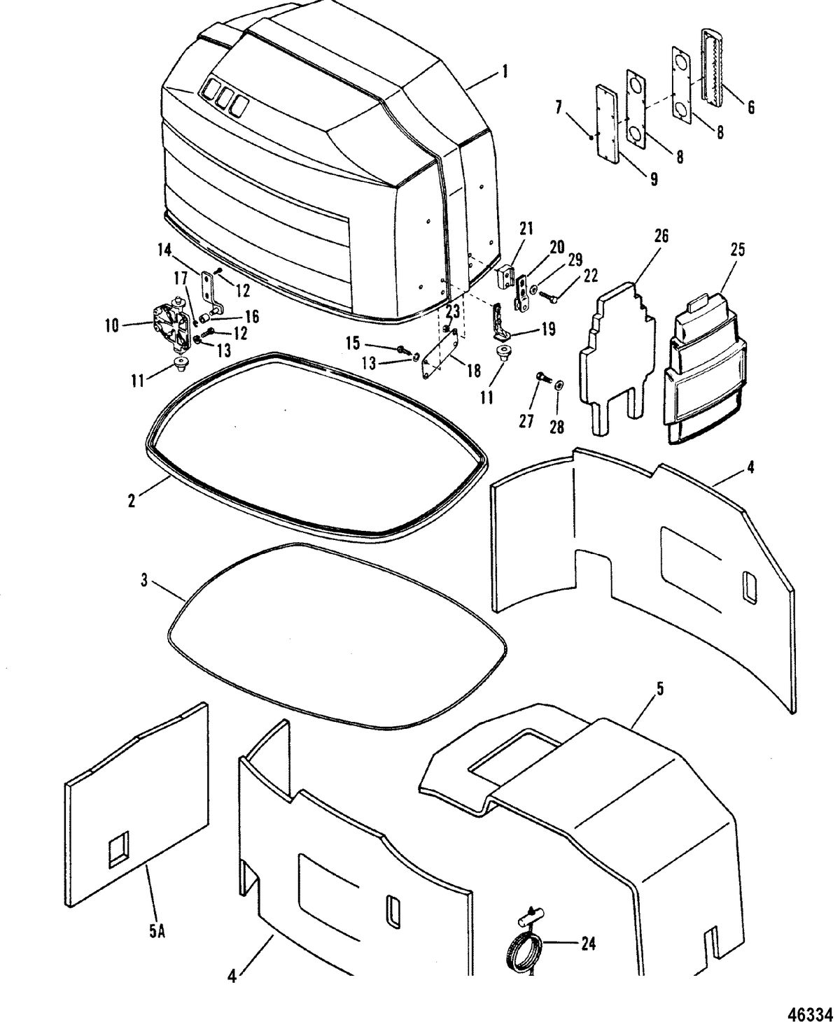 MERCURY 200 XRI (EFI) (V-6) TOP COWL AND FRONT SHIELD
