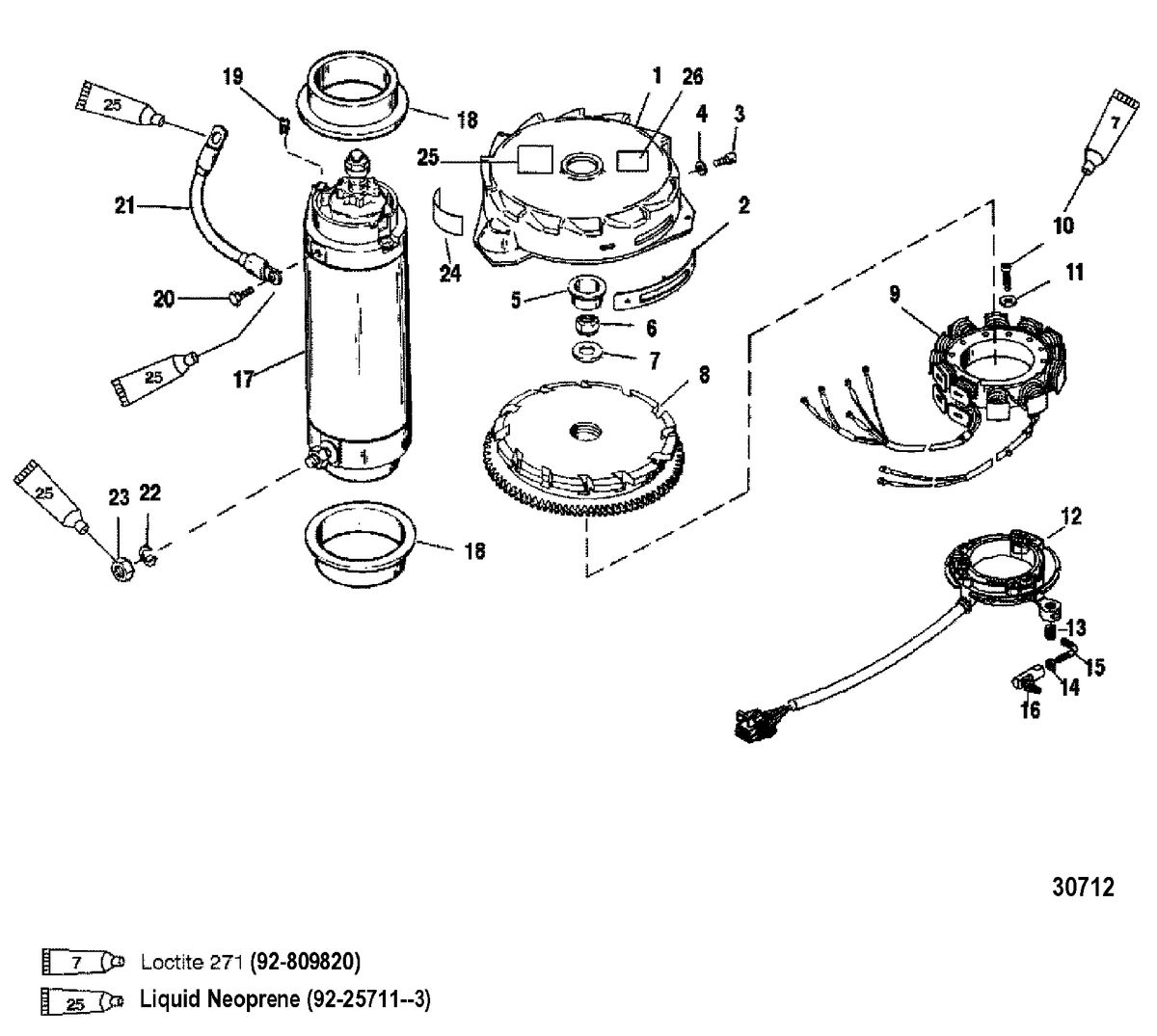 MERCURY/MARINER 150/175/200 EFI FLYWHEEL/STARTER MOTOR