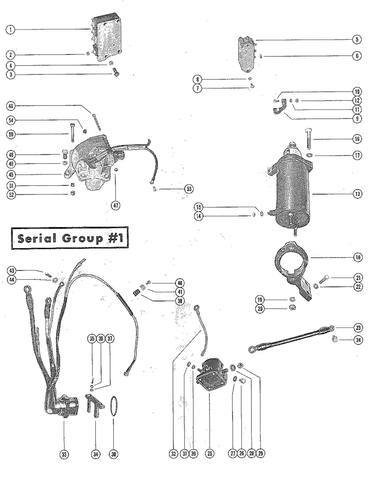 MERCURY MERC 850 (4 CYLINDER) STARTER MOTOR AND WIRING HARNESS (SERIAL GROUP #1)
