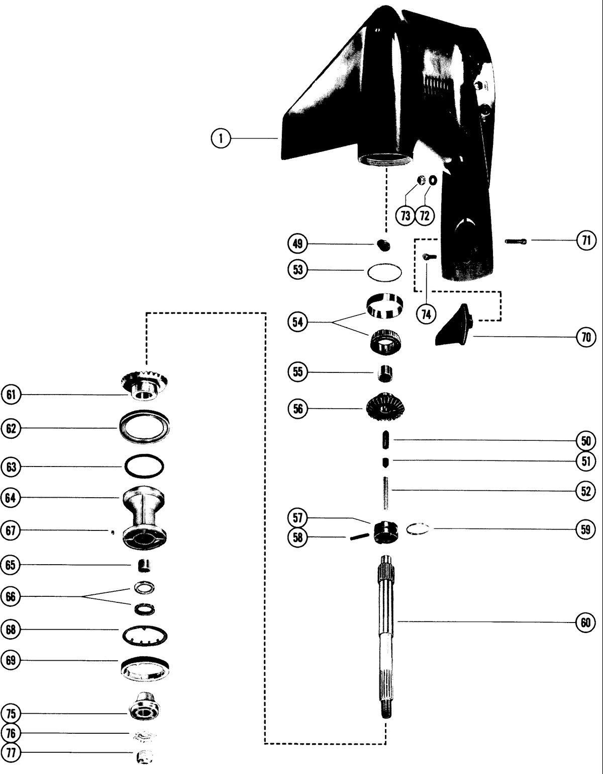 MERCURY MERC 140 GEAR HOUSING ASSEMBLY, COMPLETE (PAGE 2)