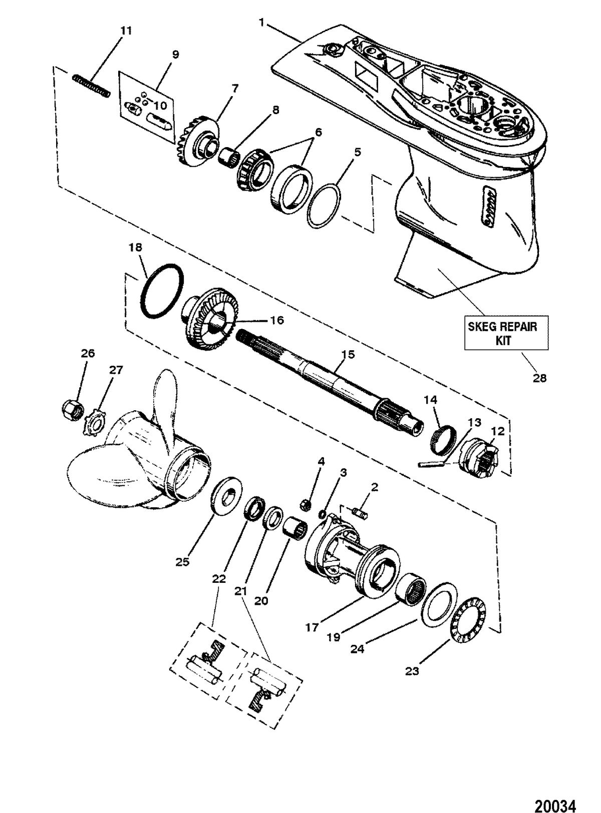 FORCE FORCE 120 H.P. Gear Housing Assembly(Propshaft) (3 Jaw Reverse Clutch)