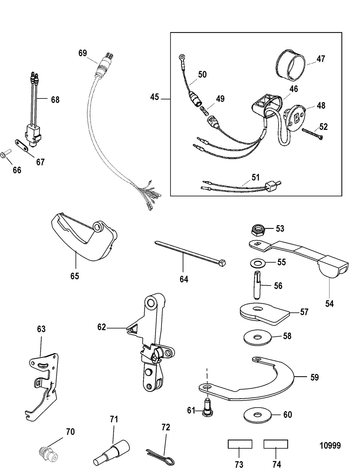 ACCESSORIES STEERING SYSTEMS AND COMPONENTS Tiller Handle Kit Components(828813A2 / A3 / A33)