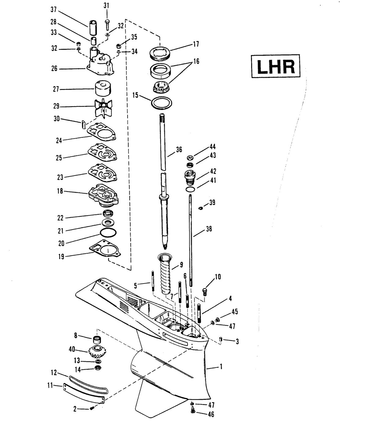RACE OUTBOARD 2.5L EFI 2.5L EFI OFFSHORE GEAR HOUSING (DRIVE SHAFT)LHR 2-HOLE WATER PICK-UP