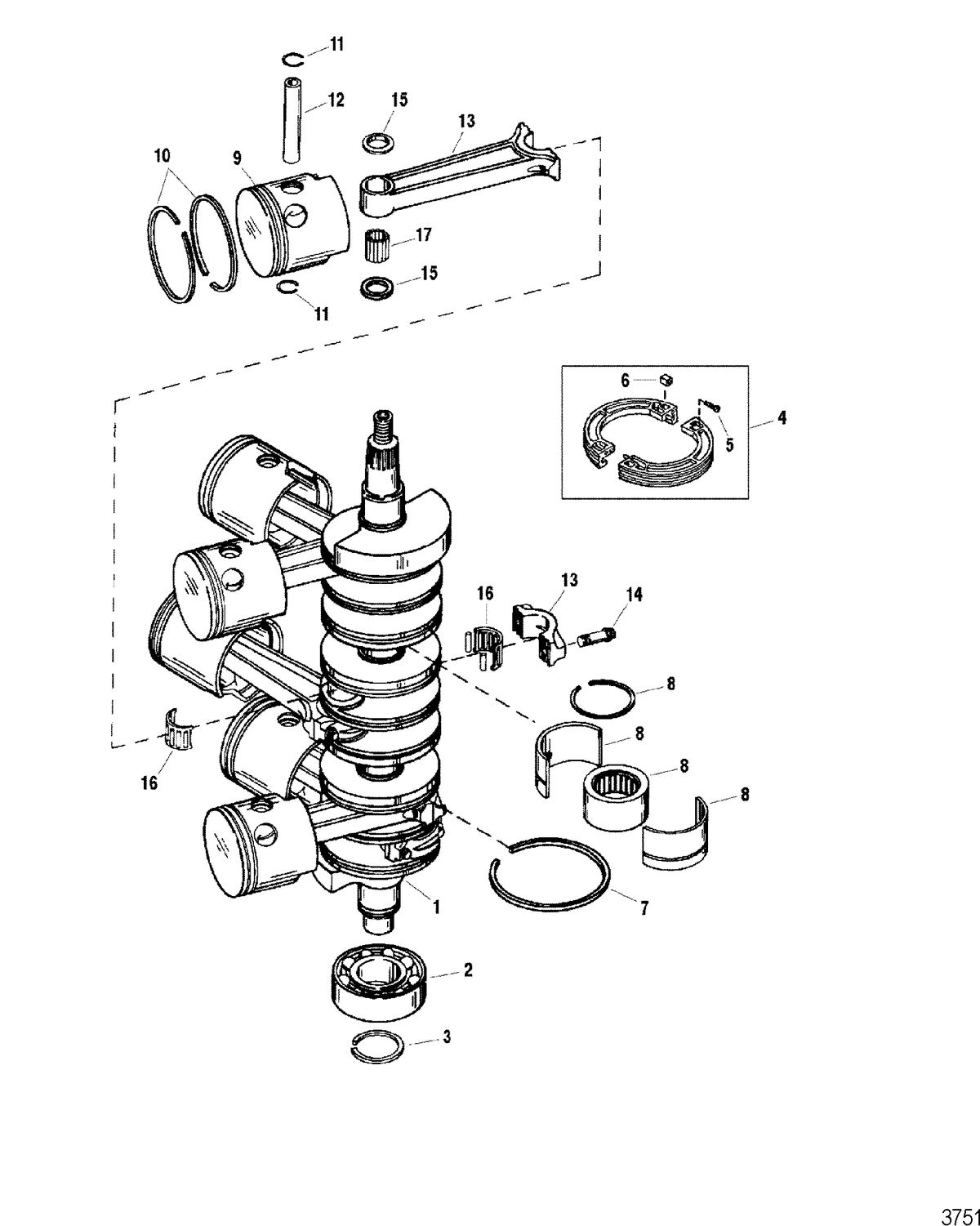 SPORTJET 175 XR2 JET DRIVE Crankshaft / Pistons / Connecting Rods