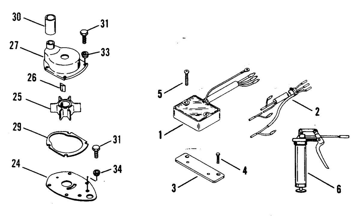 MERCURY/MARINER 50/55/60 HP JET 45 JET COMPONENTS