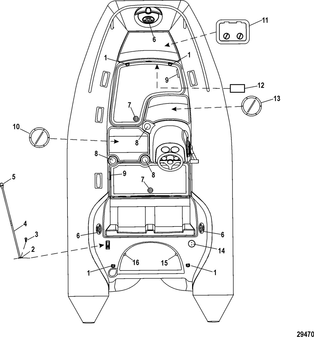 INFLATABLES MERCURY AMANZI HYPALON RIB Upper Deck Components(350 Model)