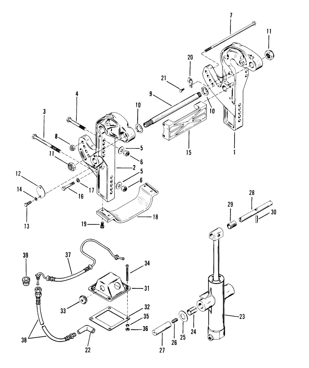 RACE OUTBOARD MOD - VP (EFI) TRANSOM BRACKETS AND TRIM CYLINDER