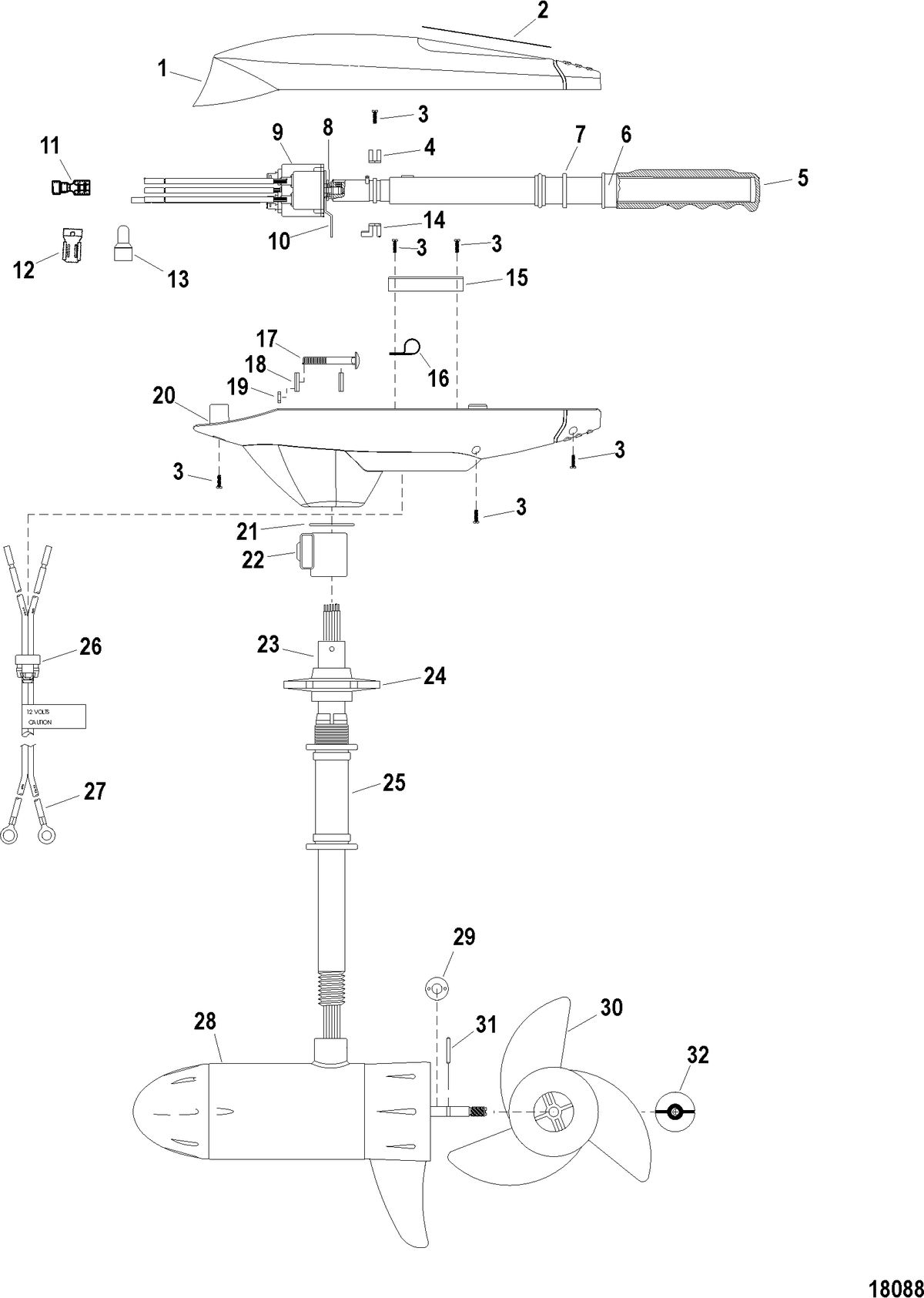 TROLLING MOTOR MOTORGUIDE FRESH WATER SERIES Complete Trolling Motor(Model FW71HP) (24 Volt)