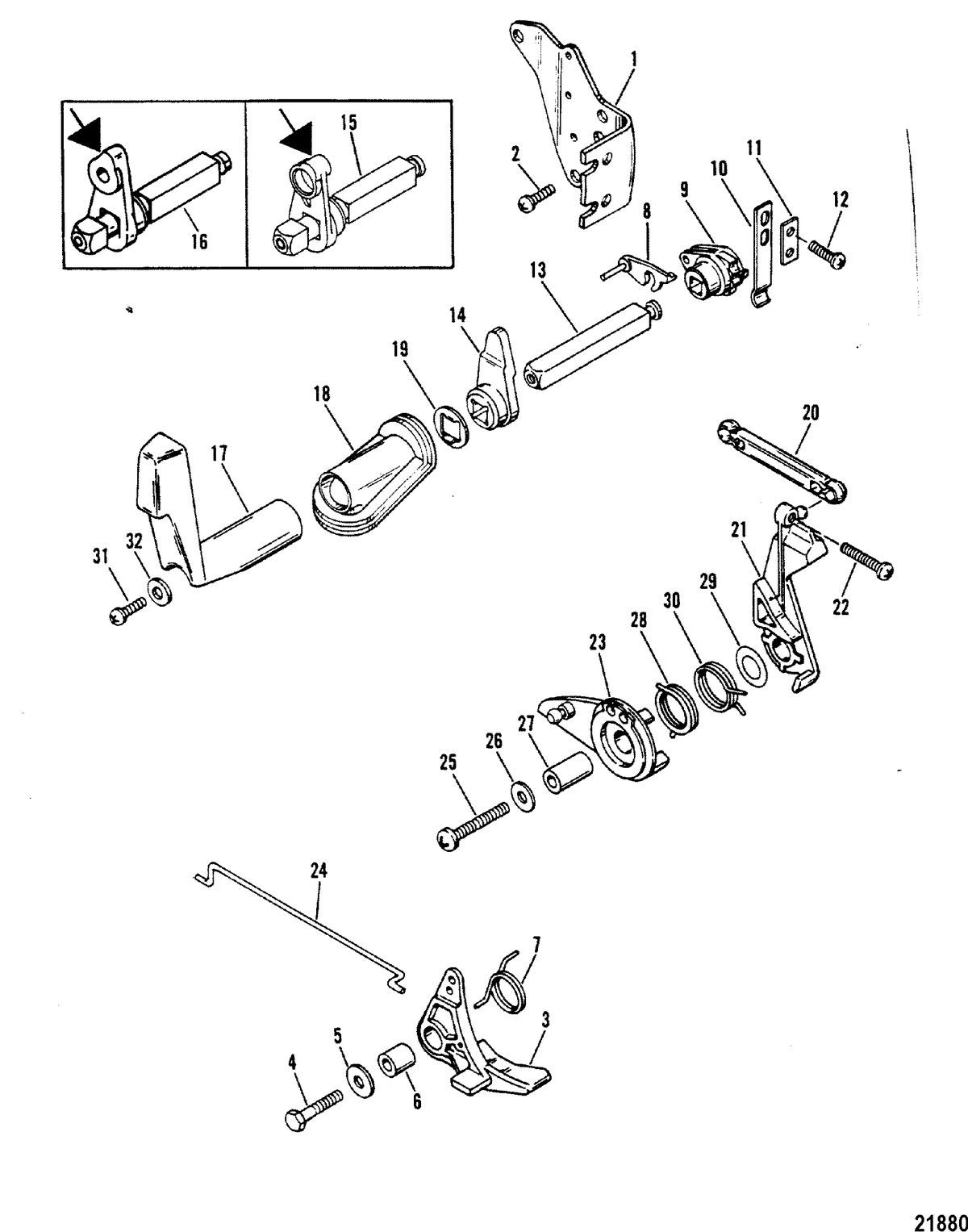 MERCURY/MARINER XR-10/MAGNUM 10/SEA PRO 10/MARATHON 10 Throttle and Shift Linkage(Side Shift Models)