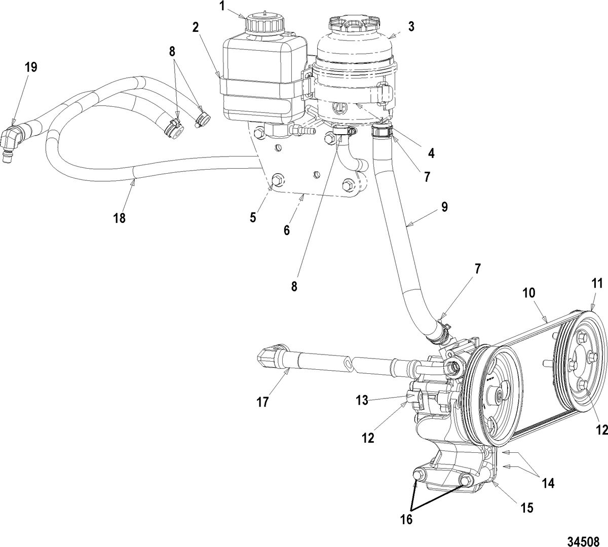 MERCRUISER 2.0L I4 115-130HP DIESEL Power Steering Components