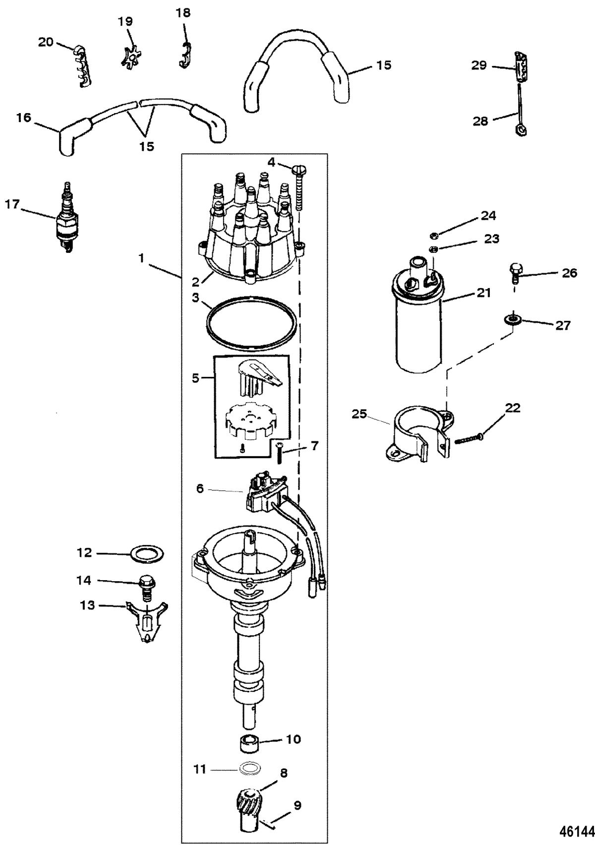 MERCRUISER 5.7L COMPETITION SKI ENGINE DISTRIBUTOR AND IGNITION COMPONENTS
