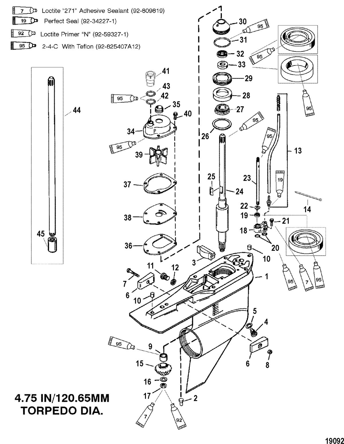MERCURY/MARINER 225/225 SEAPRO/MARATHON (3.0L) CARB GEAR HSG(DRIVE-STD/COUNTER-S/N-0G960499 & BELOW)