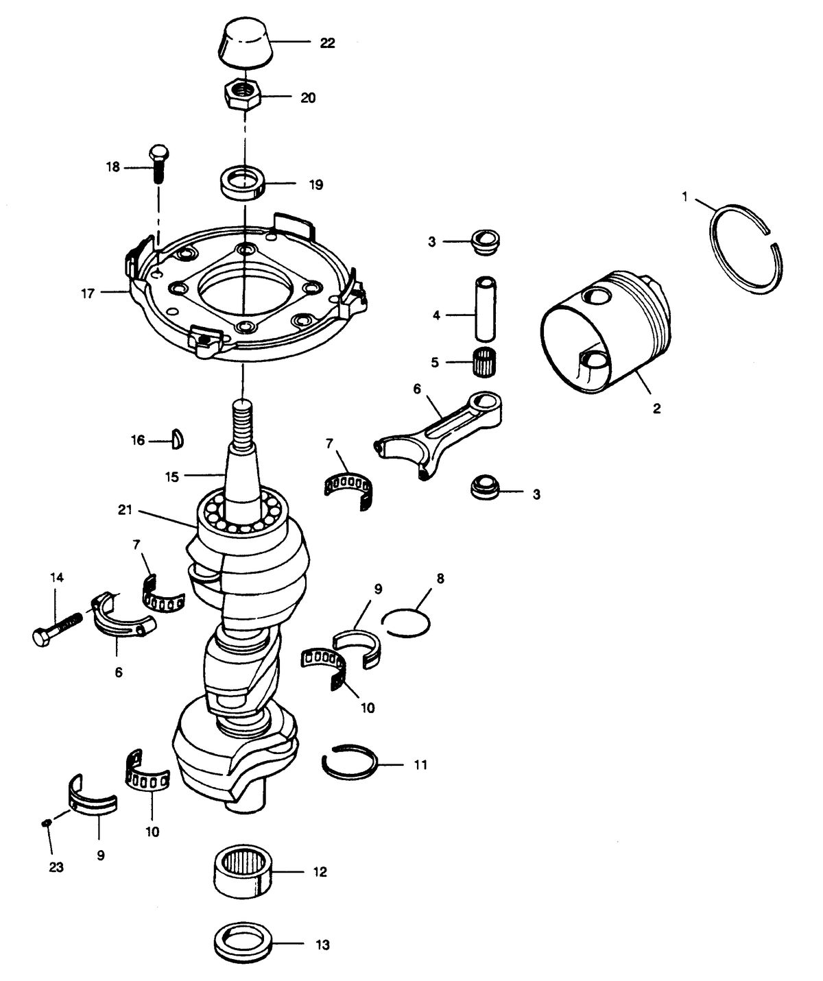 FORCE FORCE 1989 85 H.P. "E" MODELS CRANKSHAFT AND PISTON