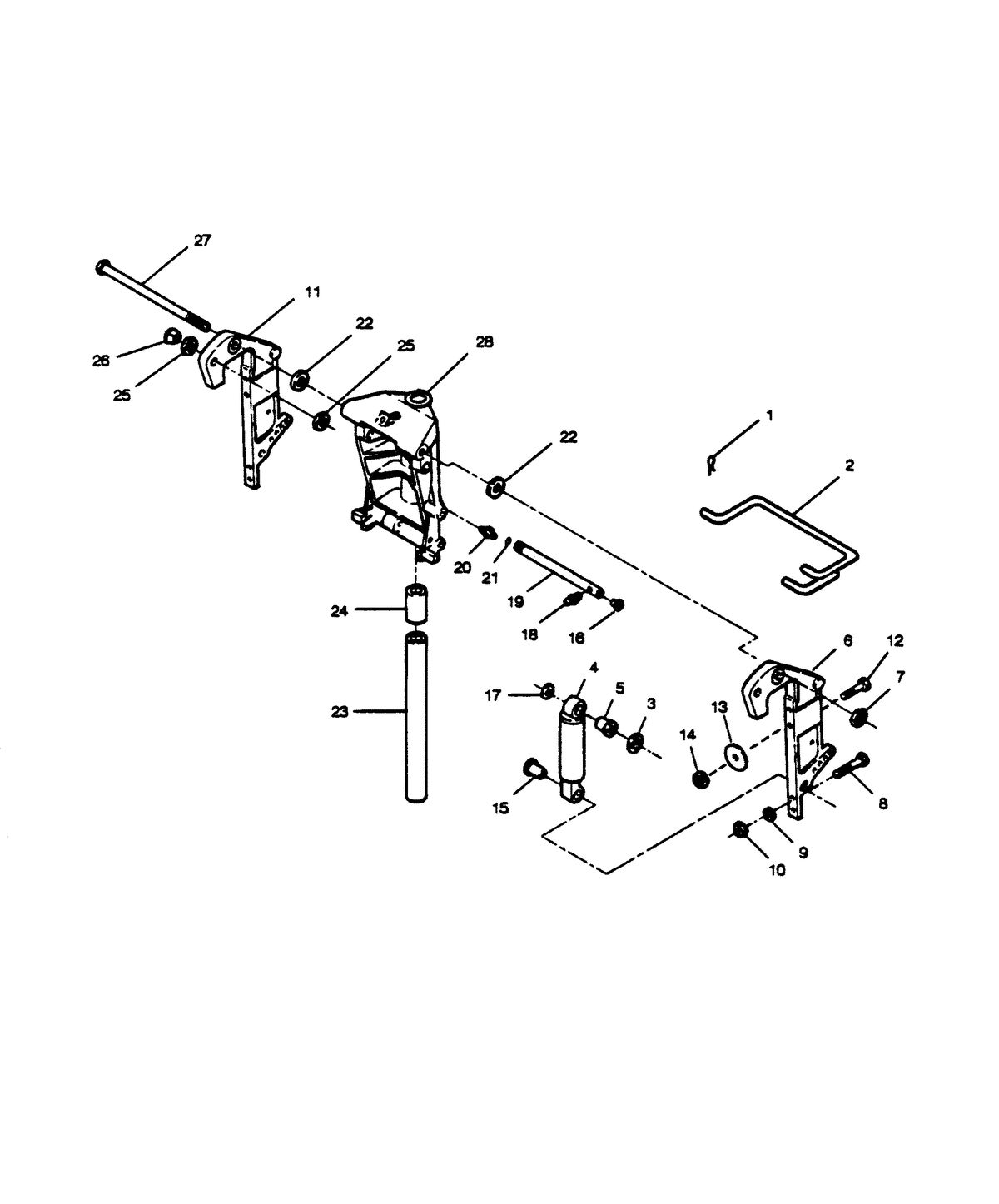 FORCE FORCE 1989 125 H.P. "B" MODELS SWIVEL BRACKET AND STERN BRACKETS MODELS WITH POWER TRIM