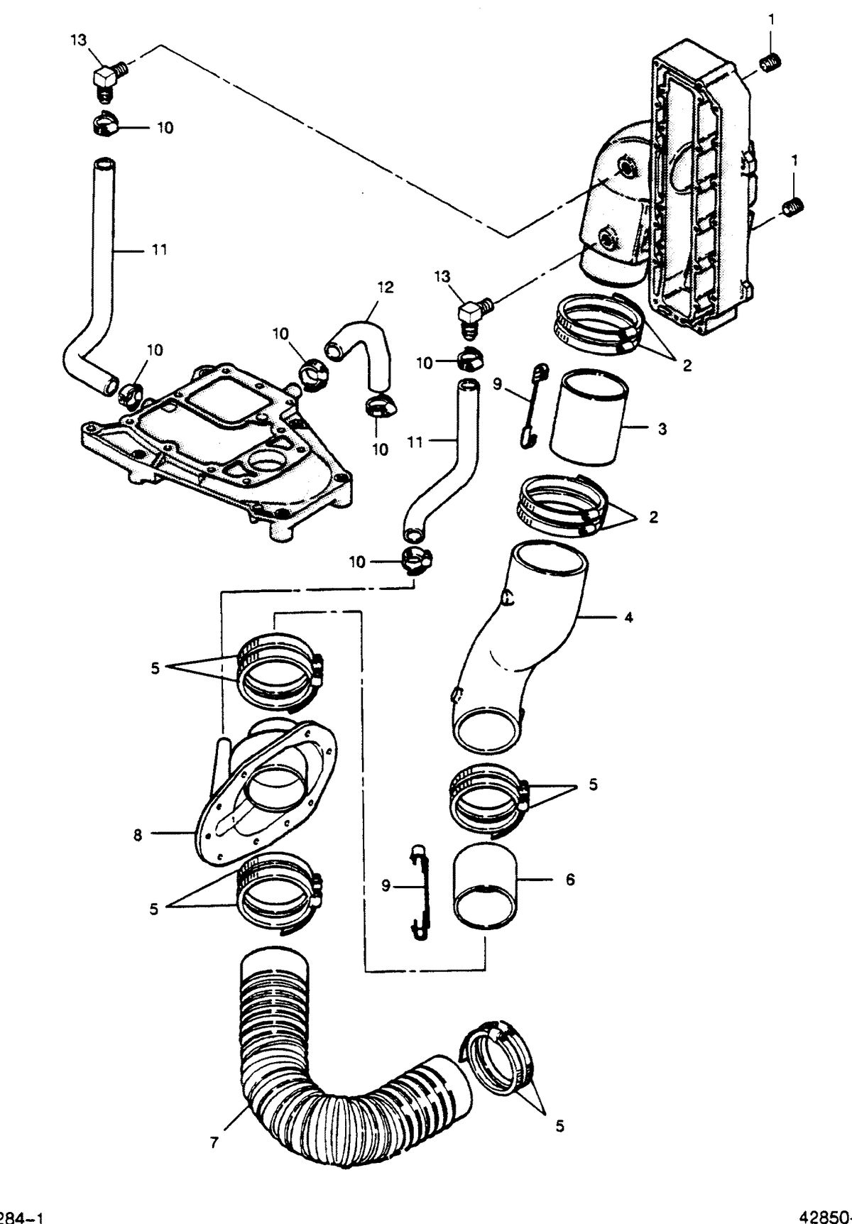 FORCE FORCE 1989 85 H.P. "A" MODEL L-DRIVE EXHAUST SYSTEM