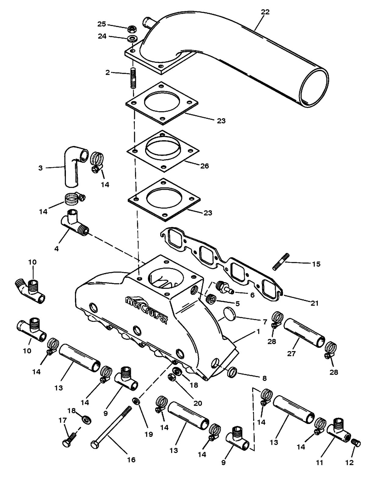 MERCRUISER 525 H.P. ENGINE EXHAUST MANIFOLD/ELBOW