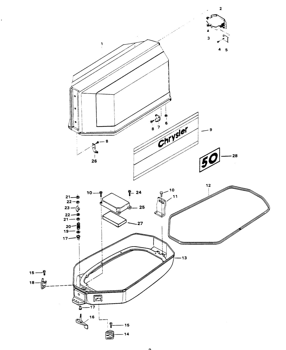 CHRYSLER 50 H.P. ENGINE COVER AND SUPPORT PLATE
