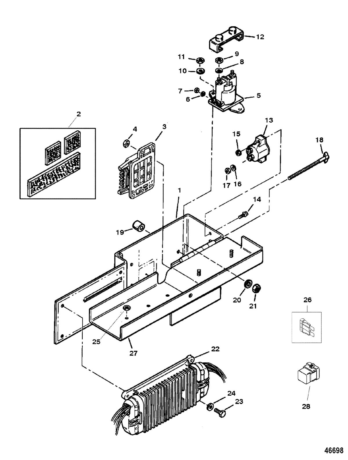 MERCRUISER 350 MAGNUM ALPHA (EFI-TBI) ELECTRICAL BOX AND COMPONENTS