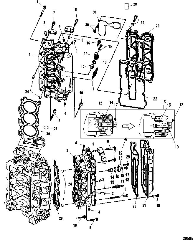 MERCURY/MARINER 225 EFI 4-STROKE Cylinder Head