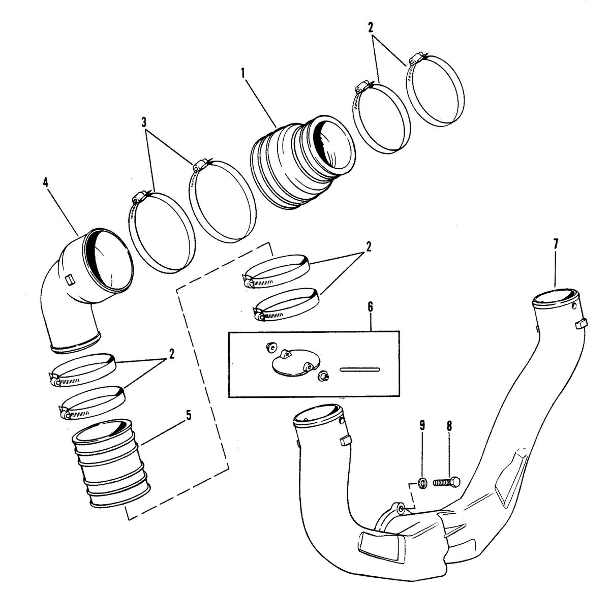 MERCRUISER 185R/MR ENGINE (229 CID) EXHAUST SYSTEM