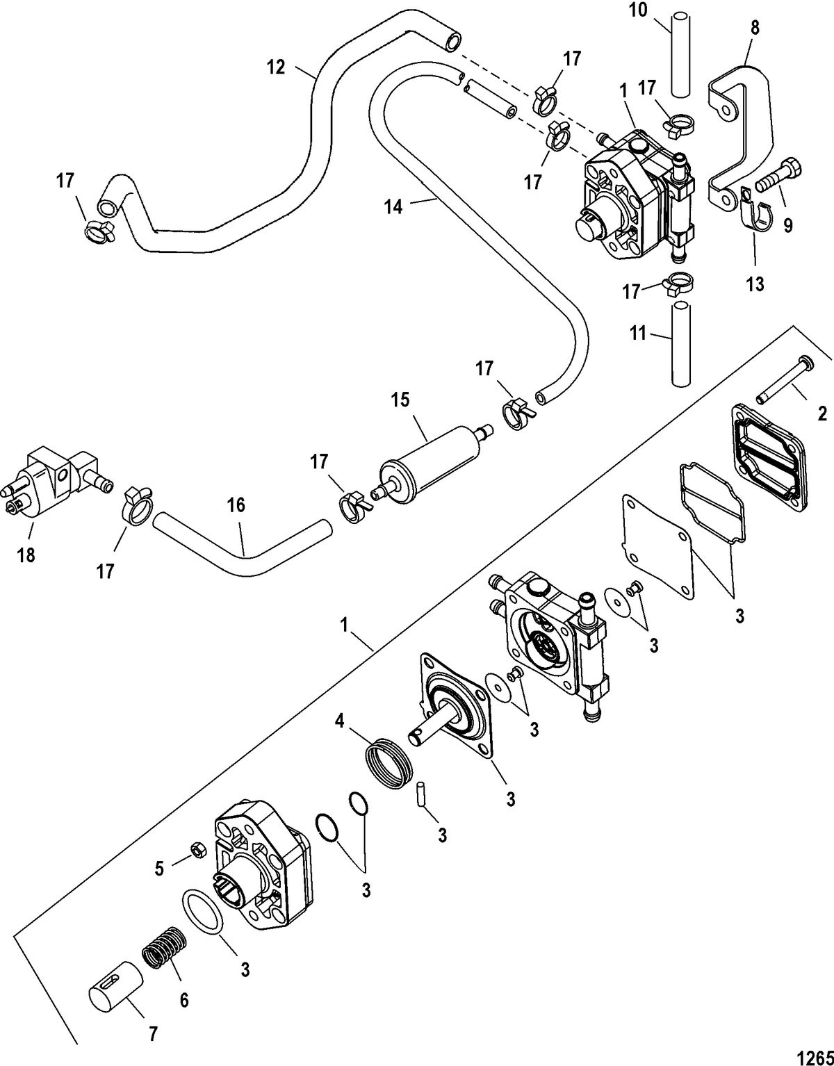 MERCURY/MARINER 30/40 CARB 4-STROKE (3 CYLINDER) Fuel Pump