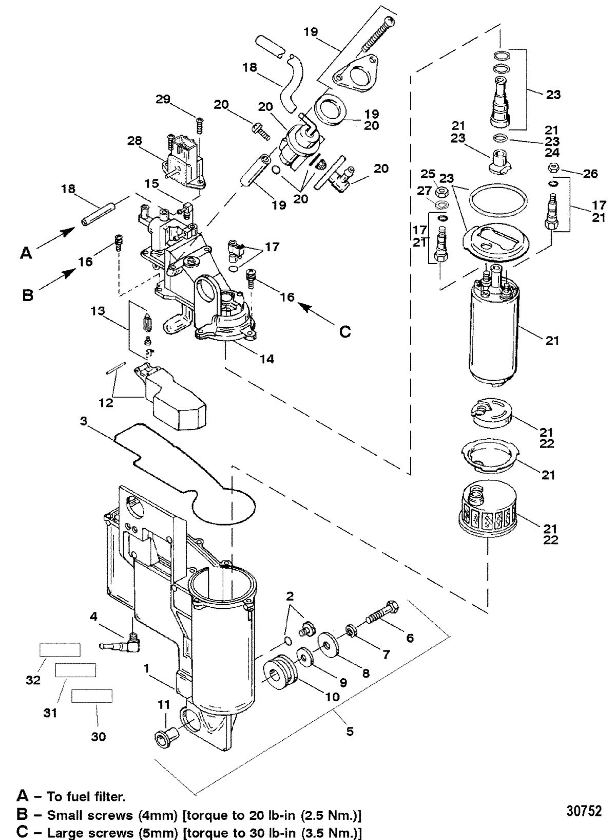 MERCURY 250XB (3.0L EFI) VAPOR SEPARATOR